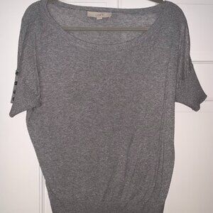 Loft Heather Gray Short Sleeve Sparkle Sweater Size M